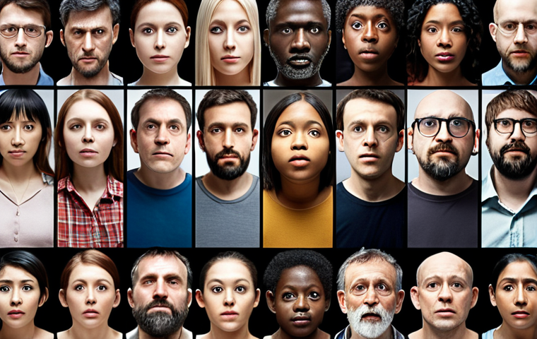 A diverse group of people with varying mental imagery abilities, from aphantasia to hyperphantasia, represented as different camera lenses (from blurry to ultra-HD) to emphasize that there's no "better" way to visualize, just different ways. The scene should include artists, engineers, and everyday people.